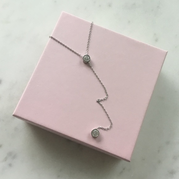 Sterling Silver RP Cz Drop Necklace - Picture 4 of 15